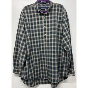 Britches Mens XL 100% Cotton Flannel Shirt Green/Tan Plaid Long Sleeve Outdoor